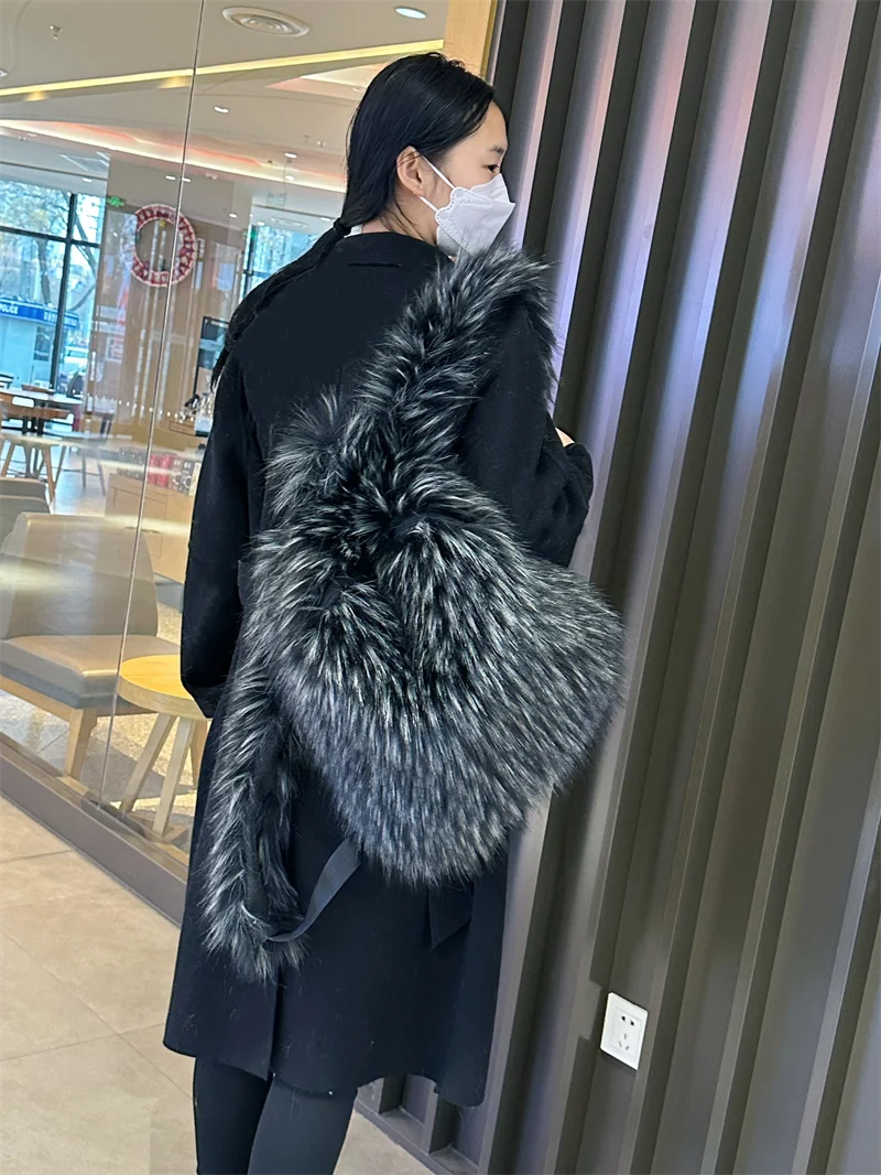 Faux Fur Backpacks for Women Kawaii Woolen Fabric School Bag Y2k Korean Travel Girls Fluffy Backpack Cute Plush Winter Schoolbag